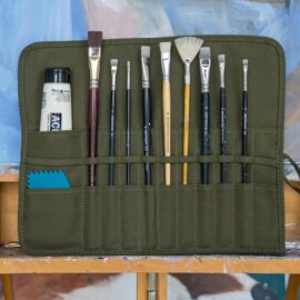 Oprolbare Canvas Penselenetui – Legergroen – 40×33 cm