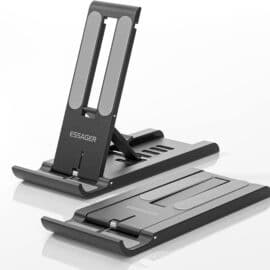 Essager Telefoonstandaard voor op Reis en Kantoor - Opklapbaar - Zwart - ABS-plastic - Mobiele Telefoons van 4 tot 7 inch.