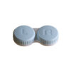 Twee blauwe lenzenbakjes met L- en R-markering