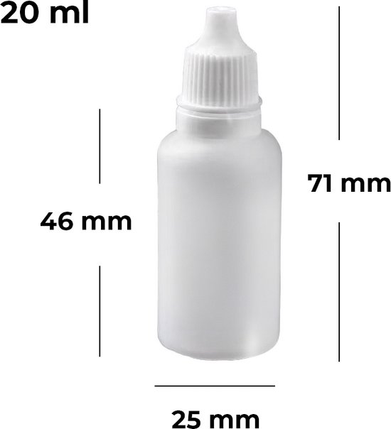 Afmetingen reisflesje 20 ml