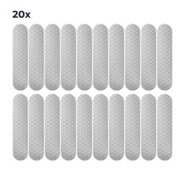 Set van 20 zilver-witte reflecterende fietsstickers op zuiver witte achtergrond