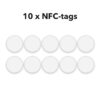 10 anti-metaal NFC-stickers NTAG215, 25 mm rond, wit