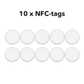 10 anti-metaal NFC-stickers NTAG215, 25 mm rond, wit