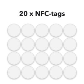 20 anti-metaal NFC-stickers NTAG215, 25 mm rond, wit